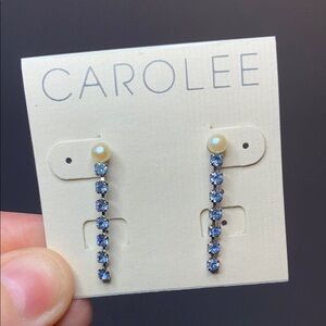 Vintage Carolee Blue and Pearl Drop Earrings